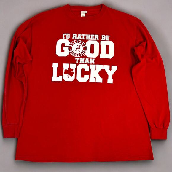 Alabama Mens XL LS Tee Notre Dame I'd Rather Be Good Than Lucky Delta Pro Weight - Picture 1 of 7